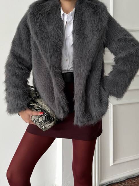 BUD Peluş Mont 2155 - Antrasit - 6