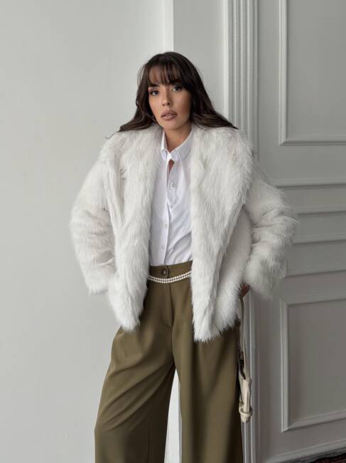 BUD Peluş Mont 2155 - Beyaz - 1