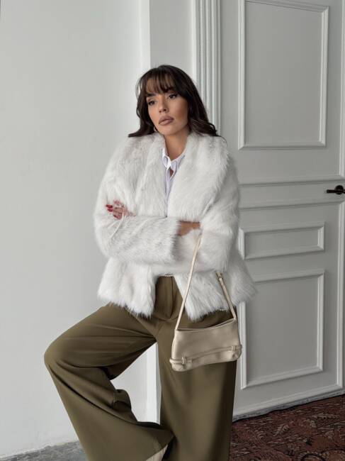 BUD Peluş Mont 2155 - Beyaz - 2