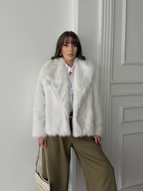 BUD Peluş Mont 2155 - Beyaz - 3