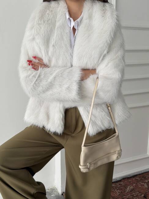 BUD Peluş Mont 2155 - Beyaz - 4