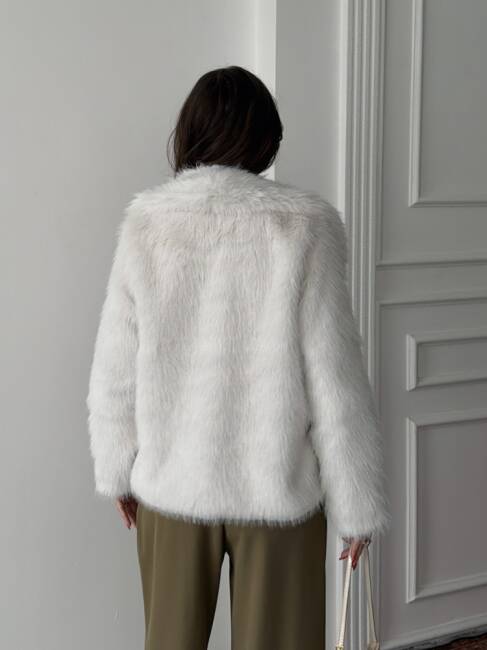 BUD Peluş Mont 2155 - Beyaz - 5