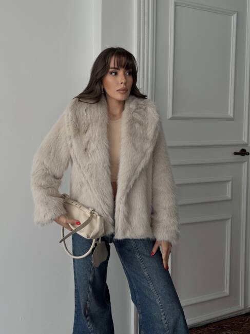 BUD Peluş Mont 2155 - Ekru - 2