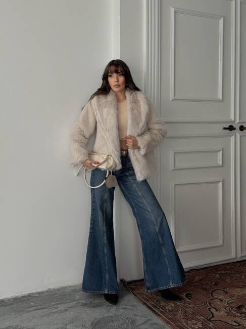 BUD Peluş Mont 2155 - Ekru - 3