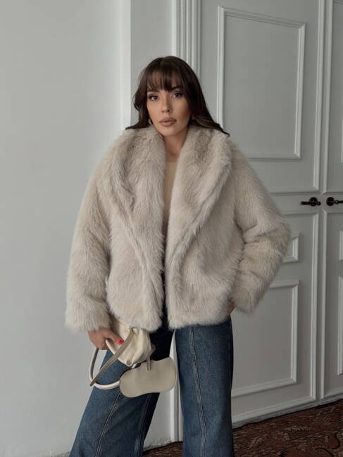 BUD Peluş Mont 2155 - Ekru - 1