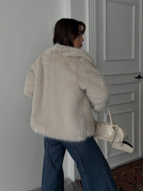 BUD Peluş Mont 2155 - Ekru - 4