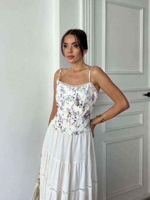 YENDAS Bluz Çiçekli 7209 - Beyaz - 1