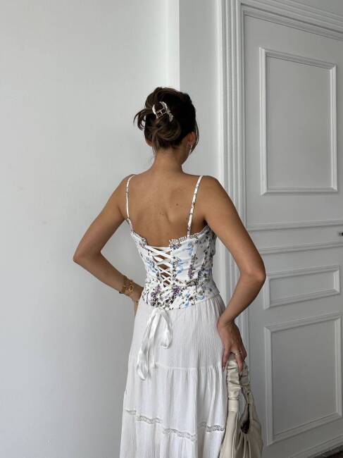 YENDAS Bluz Çiçekli 7209 - Beyaz - 2