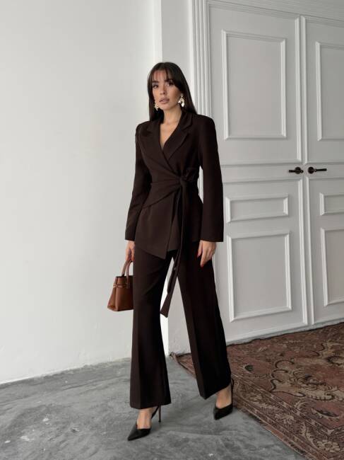 ZOEY Ceket Pantolon Takım 3092 - Acı Kahve - 2