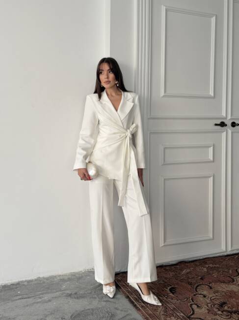 ZOEY Ceket Pantolon Takım 3092 - Beyaz - 2