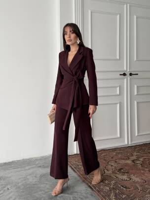 ZOEY Ceket Pantolon Takım 3092 - Bordo 