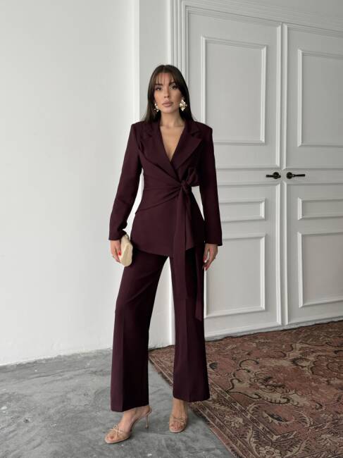 ZOEY Ceket Pantolon Takım 3092 - Bordo - 2